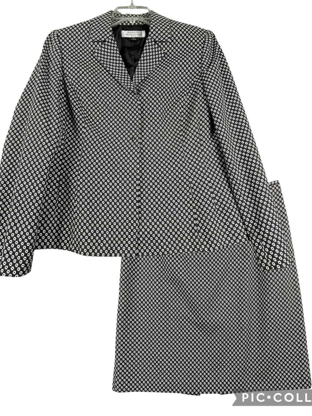 Tahari Arthur S. Levine Mini Daisy Pattern Polished Office Jacket/Skirt Set 14P